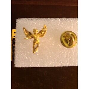 Vintage Gold Tone Guardian Angel pin tie tack